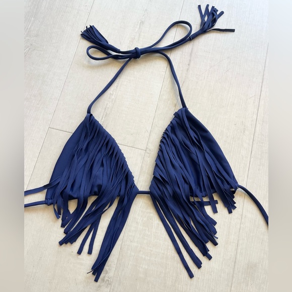 Acacia Blue Fringe Bikini - Top Large & Bottom Small - Picture 2 of 6